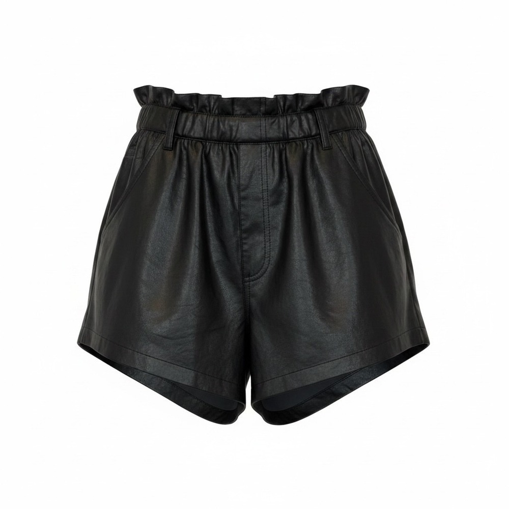 Free People Faux Leather Shorts Women Small Black Paperbag Boho Festival